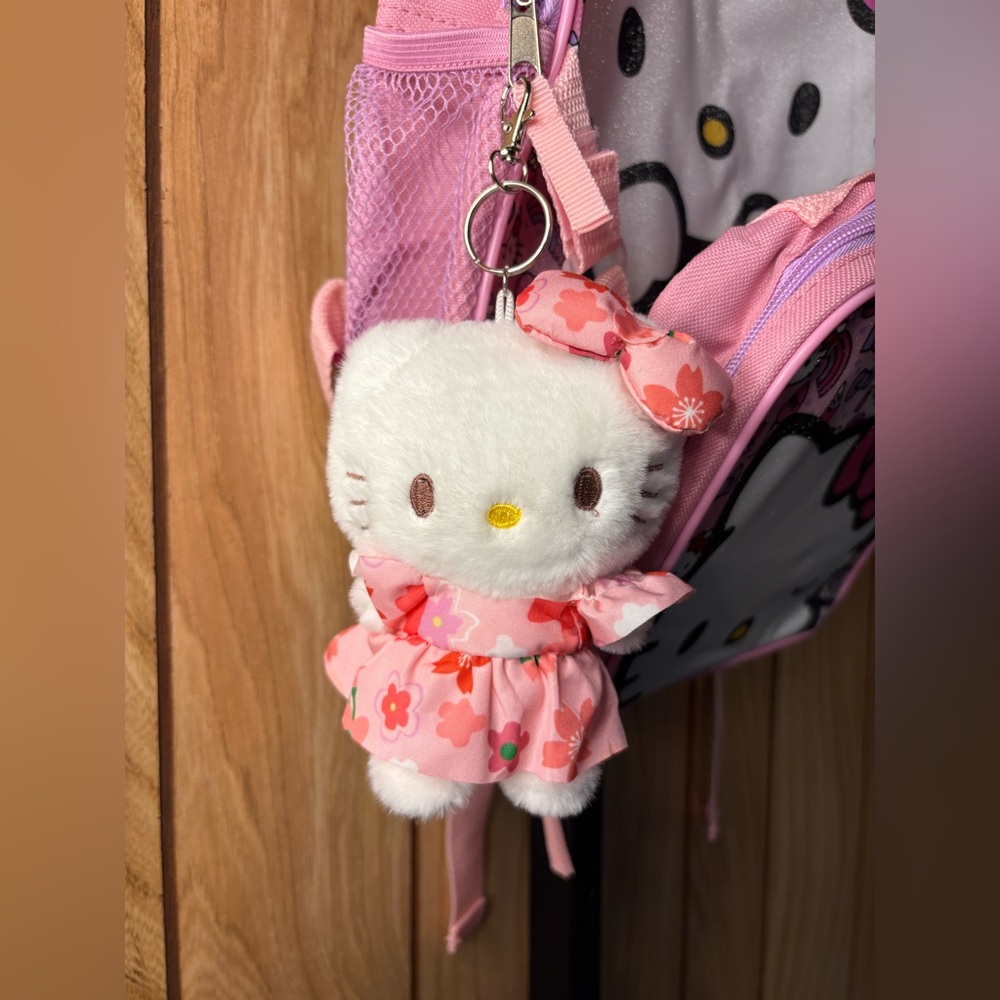 Hello Kitty Floral Dress Plush Bag Charm Keychain